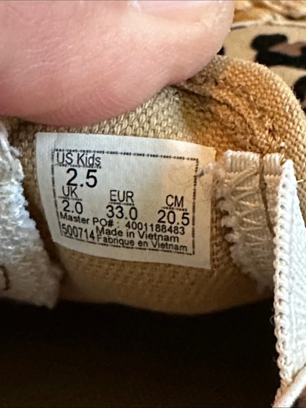 Vans Kids 2.5 Slip-On Sneakers in Leopard Print Tan and Black